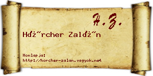 Hörcher Zalán névjegykártya